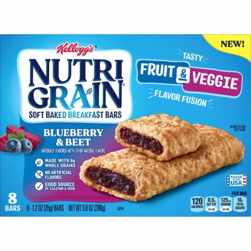 Kellogg's Nutri-Grain Fruit and Veggie Blueberry and Beet Breakfast Bars Perspective: back