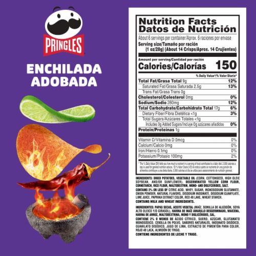 Pringles® Enchilada Adobada Potato Crisps Chips Perspective: back