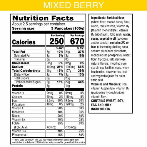 Eggo® Mixed Berry Frozen Pancakes Perspective: back