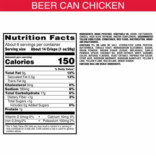 Pringles® Miller Lite Beer Can Chicken Potato Crisps Chips Perspective: back