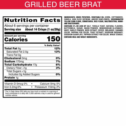 Pringles® Miller Lite Grilled Beer Brat Potato Crisps Chips Perspective: back