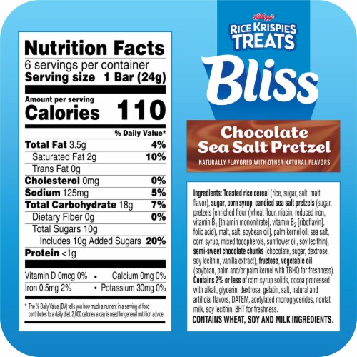 Rice Krispies Treats® Bliss Chocolate Sea Salt Pretzel Crispy Marshmallow Squares Perspective: back