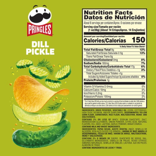Pringles® Dill Pickle Potato Crisps Chips Perspective: back