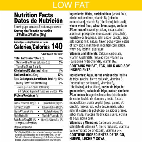 Eggo Frozen Waffles Low Fat Perspective: back