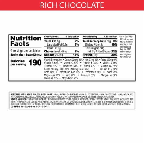 Kellogg's Special K Rich Chocolate Protein Shakes Perspective: back