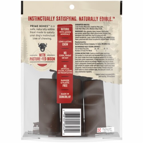 Purina® Prime Bones™ Medium Bison Flavor Filled Chew Dog Treats Perspective: back