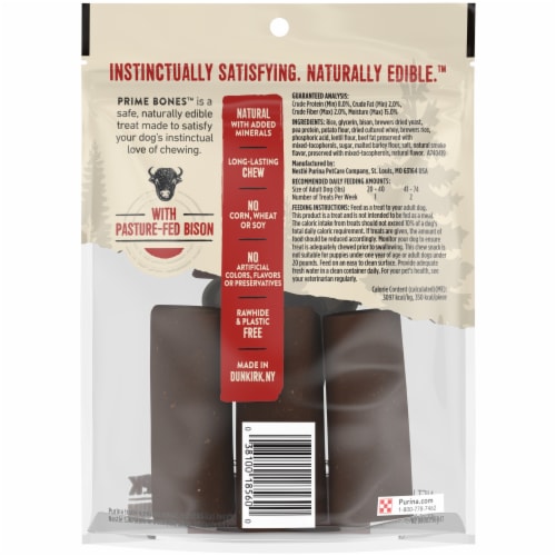 Purina® Prime Bones™ Medium Bison Flavor Filled Chew Dog Treats Perspective: back
