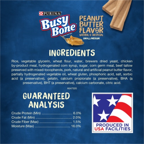 Purina Busy Bone Chew Small/Medium Breed Dog Treats Peanut Butter Flavor Perspective: back