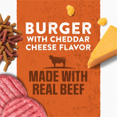 Purina Moist and Meaty Semi-Moist Dog Food Pouches Chopped Burger with Cheddar Cheese Perspective: back