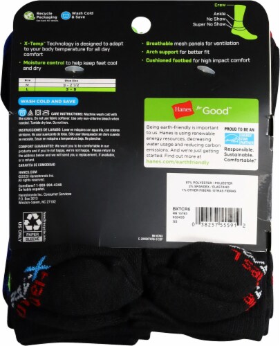 Hanes® Boys X-Temp™ Crew Socks Perspective: back