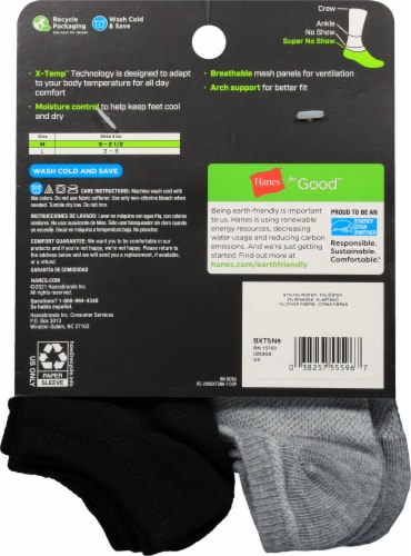 Hanes® X-Temp® Performance Super No Show Socks - Assorted Colors Perspective: back