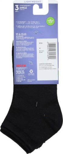 Hanes® ComfortSoft Black/Grey Lightweight Ankle Socks Women's Size 5-9 Perspective: back