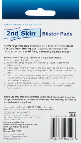 Spenco Advanced First Aid 2nd Skin Blister Pads Perspective: back