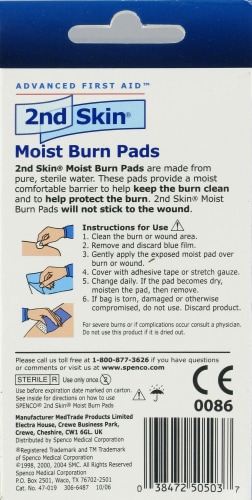 Spenco 2nd Skin® Moist Burn Pads Perspective: back