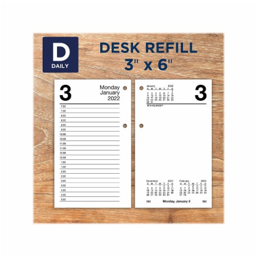 ATAGLANCE 2022 6 x 3.5 Daily Calendar Refill White/Black E7175022