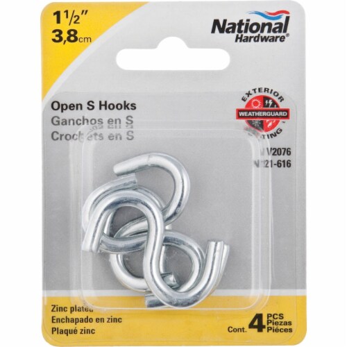 National 1-1/2 In. Zinc Heavy Open S Hook (4 Ct.) N121616 Perspective: back