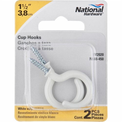 National 1-1/2 In. White Vinyl Cup Hook (2 Count) N248450 Perspective: back
