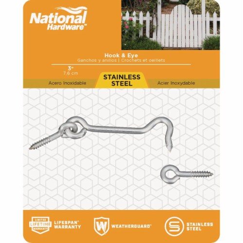 National Hardware N348-409 Hook & Eye, Stainless Steel, 3