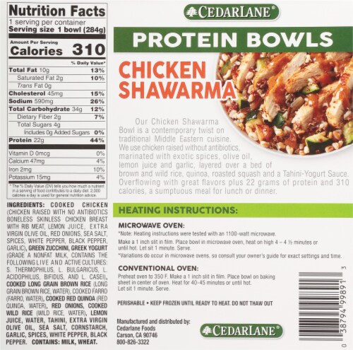 CedarLane® Chicken Shawarma Protein Bowls Perspective: back
