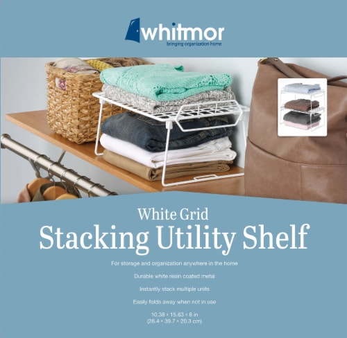 Whitmor Grid Pattern Stacking Utility Shelf - White Perspective: back