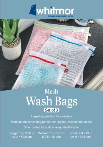 Whitmor Mesh Wash Bags - White Perspective: back