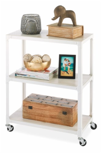 Whitmor 3 Tier Metal & Wood Cart - White Perspective: back