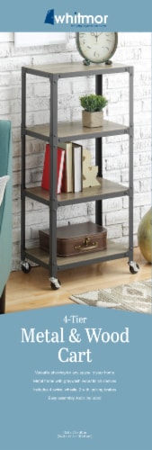 Whitmor 4 Tier Metal & Wood Cart - Gunmetal Perspective: back