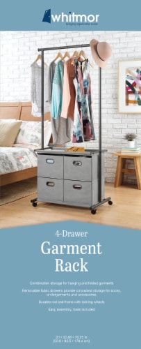 Whitmor 4-Drawer Garment Rack - Gunmetal Gray Perspective: back