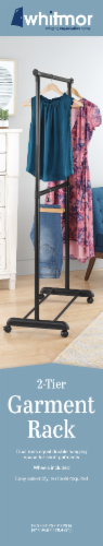 Whitmor 2-Rod Adjustable Garment Rack - Black/Silver Perspective: back
