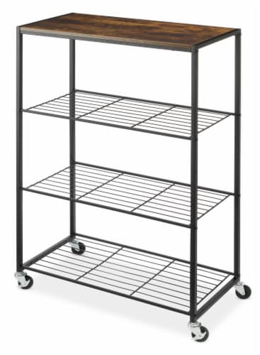 Whitmor Modern Industrial 4-Tier Portable Storage Shelf - Natural/Black Perspective: back