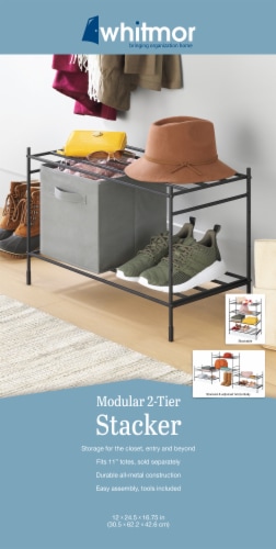 Whitmor Modular 2-Tier Shoe Stacker - Gray Perspective: back