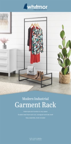 Whitmor Modern Industrial Garment Rack - Natural/Black Perspective: back