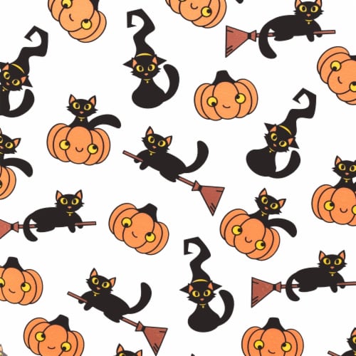Whitmor Halloween Storage Tote - Orange and Black Cats and Pumpkins Perspective: back