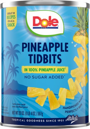 Dole® Canned Pineapple Tidbits Fruit In 100% Pineapple Juice Perspective: back