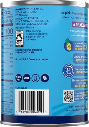 Dole® Canned Crushed Pineapple in Heavy Syrup Perspective: back