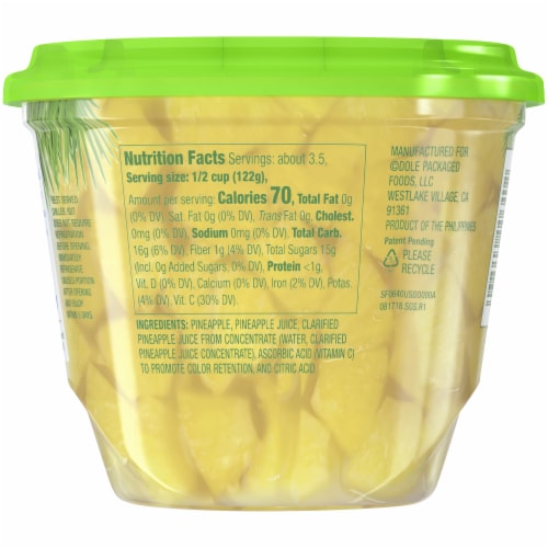 Dole® Snap & Store Fridge Pack Pineapple Chunks Perspective: back
