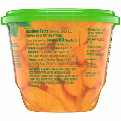 Dole® Snap & Store Fridge Pack Mandarin Oranges Perspective: back