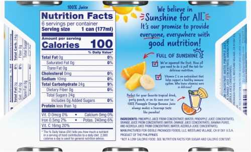 Dole 100% Pineapple Orange Banana Juice Perspective: back