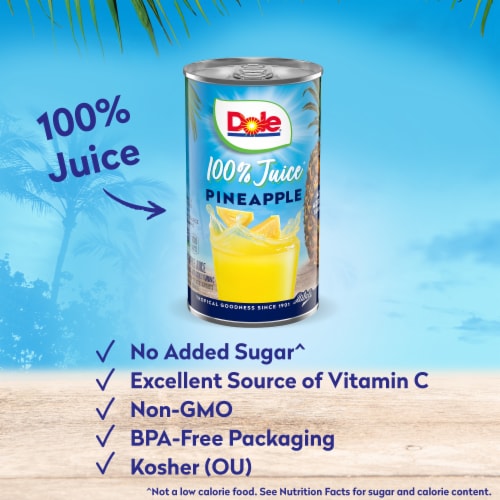 Dole® Pineapple 100% Juice Cans Perspective: back
