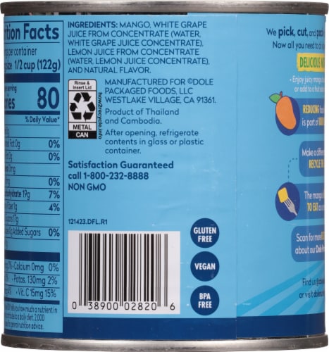 Dole® Mango Chunks in Juice Perspective: back