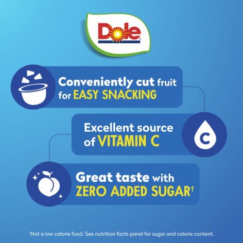Dole® Fruit Bowls® Diced Peaches with No Sugar Added Cups Perspective: back