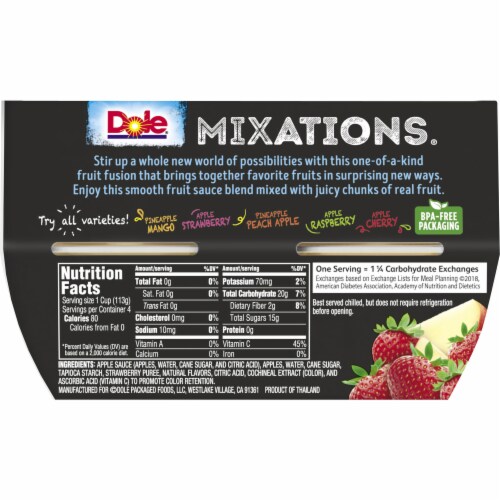 Dole Mixations Apple Strawberry Fruit Cups Perspective: back
