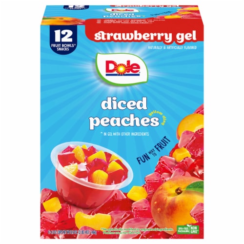 Dole® Fruit Bowls® Peaches in Strawberry Flavored Gel Fruit Cups Perspective: back