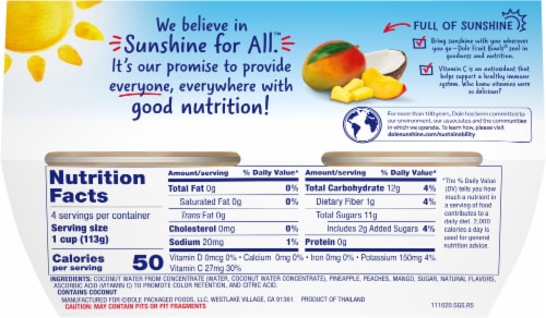 Dole® Pineapple Peach & Mango in Lightly Sweetened Coconut Water Fruit Cups Perspective: back