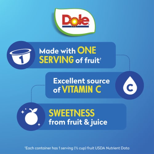 Dole® Fruit Bowls® Mandarin Oranges In 100% Fruit Juice Cups Perspective: back