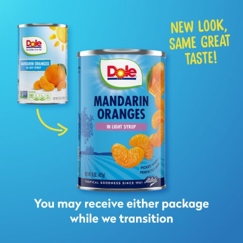 DOLE® Canned Mandarin Oranges Fruit in Light Syrup Perspective: back