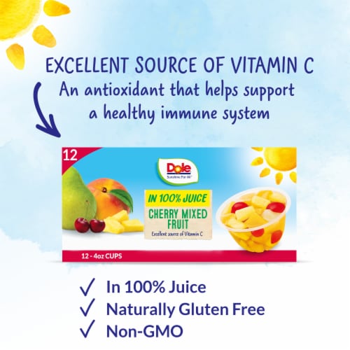 Dole® Fruit Bowls® Cherry Mixed Fruit In 100% Juice Cups Perspective: back