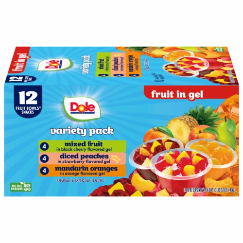 Dole Fruit in Gel Fruit Bowls Snacks Variety Pack 12 - 4.3 oz Cups Perspective: back