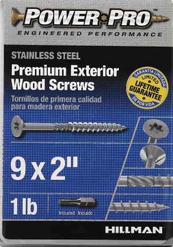 Hillman Power Pro Stainless Steel Premium Exterior Wood Screws, 9 