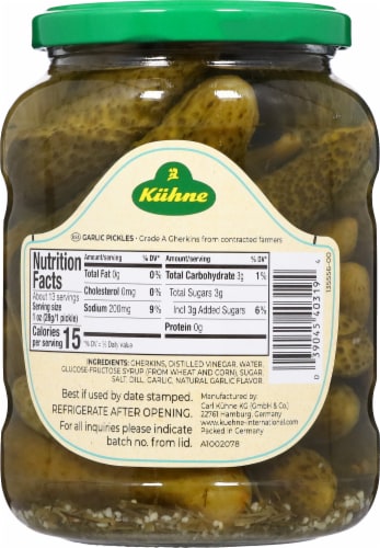 Kuhne Original Garlic Pickles Perspective: back